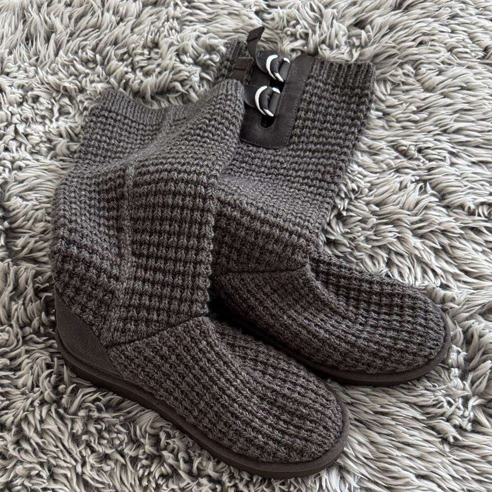 UGG Charcoal Knit Mid-Calf Booties